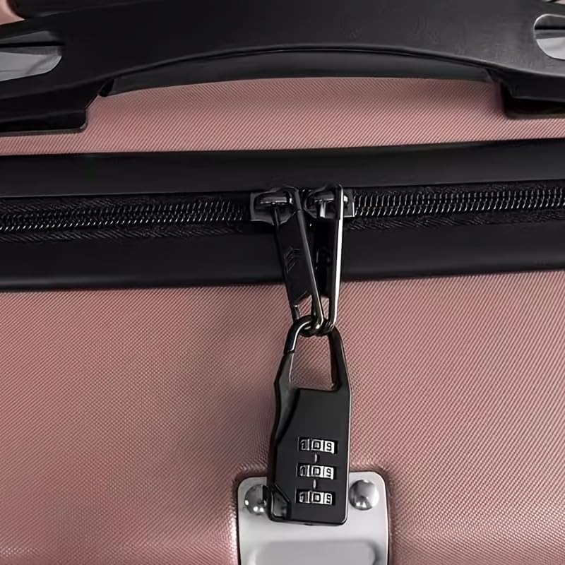 3-Digit Combination Lock for Luggage Zipper, Portable Travel Bag Security Lock, Black