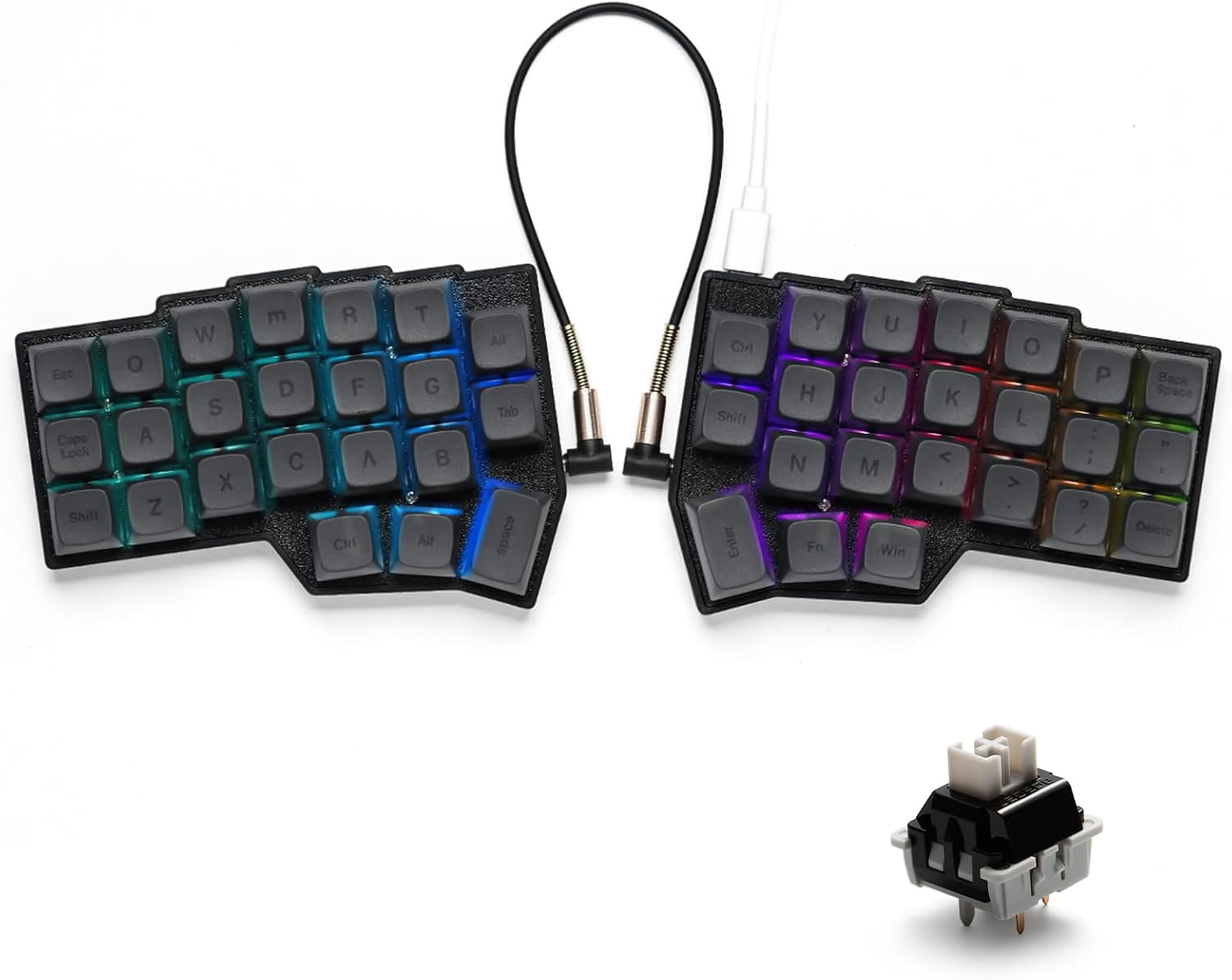YIVU CORNE V4 Wired Split Mechanical Keyboard 40% Layout 3 * 6 orthogonal ergonomics Support Vial Key remapping Custom hot-swappable RGB Gaming Keyboard pre-Lubricated Linear Switch Smooth Feel