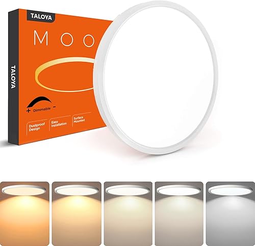 Miniatura 34 de TALOYA Lámpara de techo LED negra de 10 pulgadas, montaje empotrado, CCT 5 en 1 seleccionable (3000K/3500K/4000K/5000K/6500K), 2000LM 0.94 pulgadas