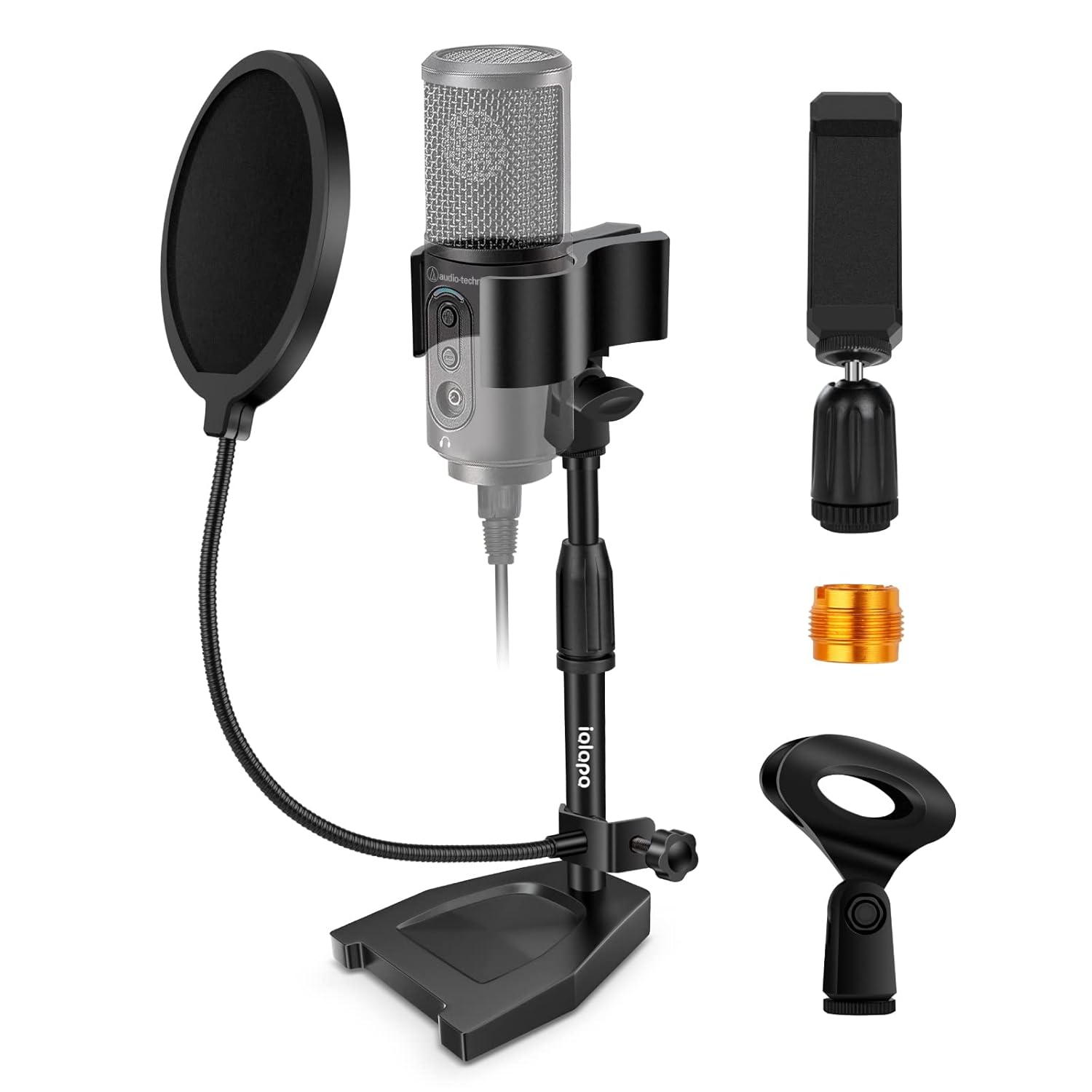Desktop Mic Stand,iQLQPQ Adjustable Microphone Stand Desk with Big Mic
