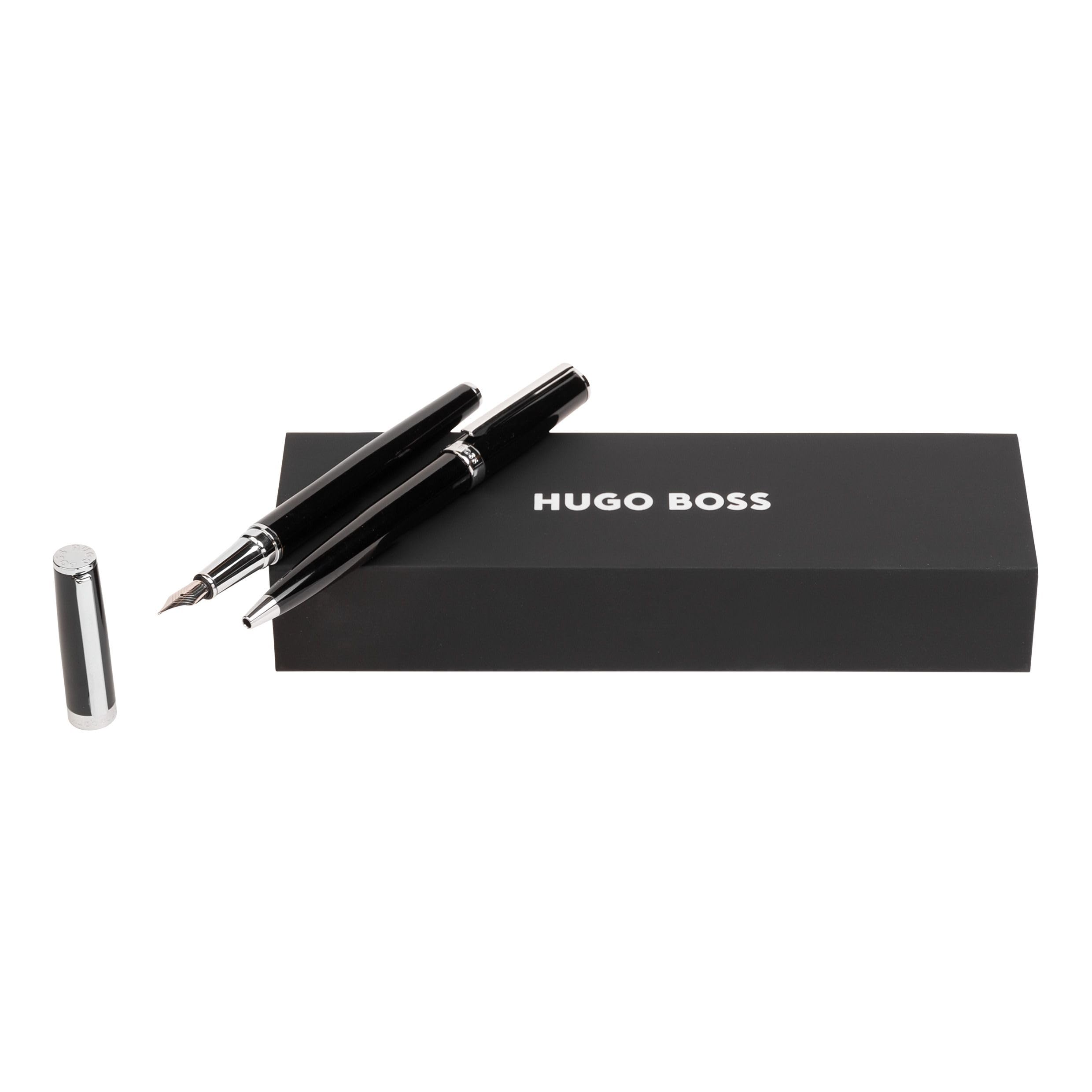 Hugo Boss Zestaw długopisów Gear Icon Black HPBP254A (pióro kulkowe i pióro wieczne) | pudełko prezentowe