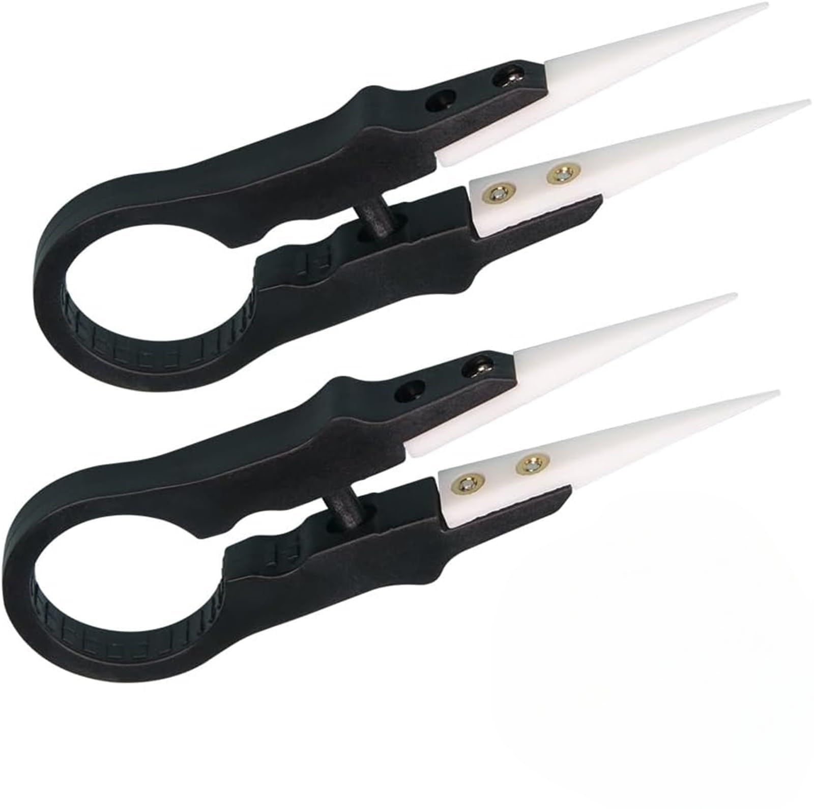 2PCS Ceramic Tweezers, High Temperature Resistant Up to 1600°C, U-Shaped & Plastic Handle, Non-Magnetic, Ideal for Electronics, Jewelry-Making & DIY Repair
