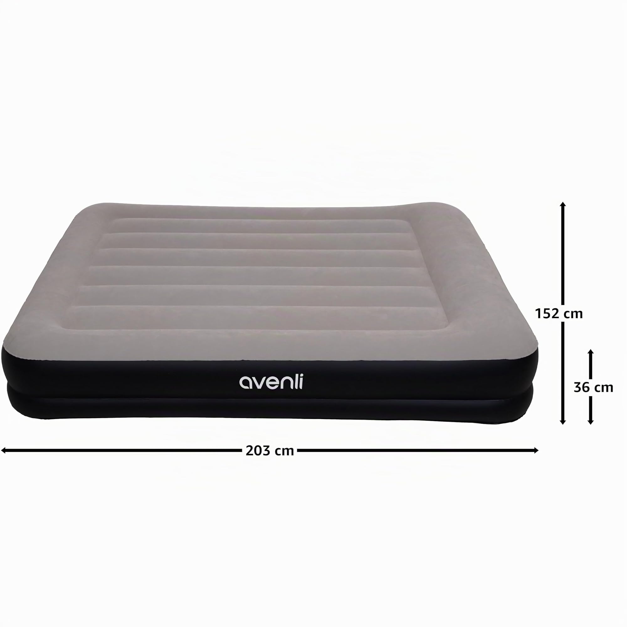 AVENLI Luftmatratze selbstaufblasend Queen-Size 203x152x36 cm, 2 Personen, I-Beam, selbstaufblasend, bis 300 kg, grau, Camping Gästebett Outdoor – aufblasbare Matratze für 2 Personen
