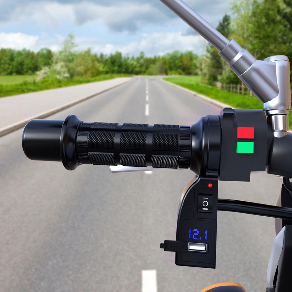 Didiseaon Funda para Puños Calefactables de Motocicleta 12v Pantalla Digital, Instalación y Temperatura Ajustable para Scooter y Atv, Material Nylon y Tpu