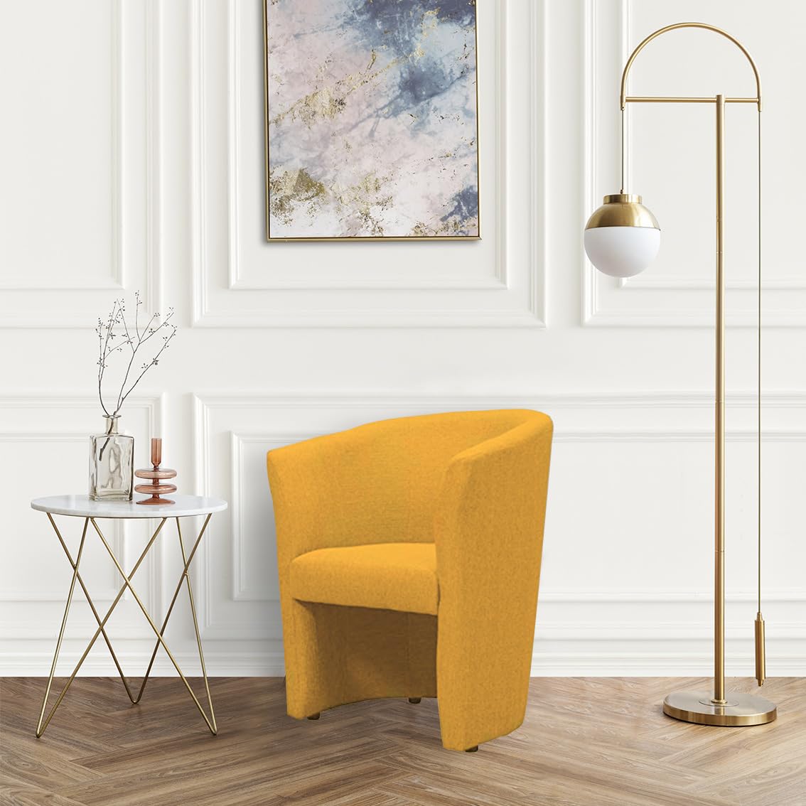Fauteuil Cabriolet Tissu jaune moutarde - Design Contemporain - CABRI