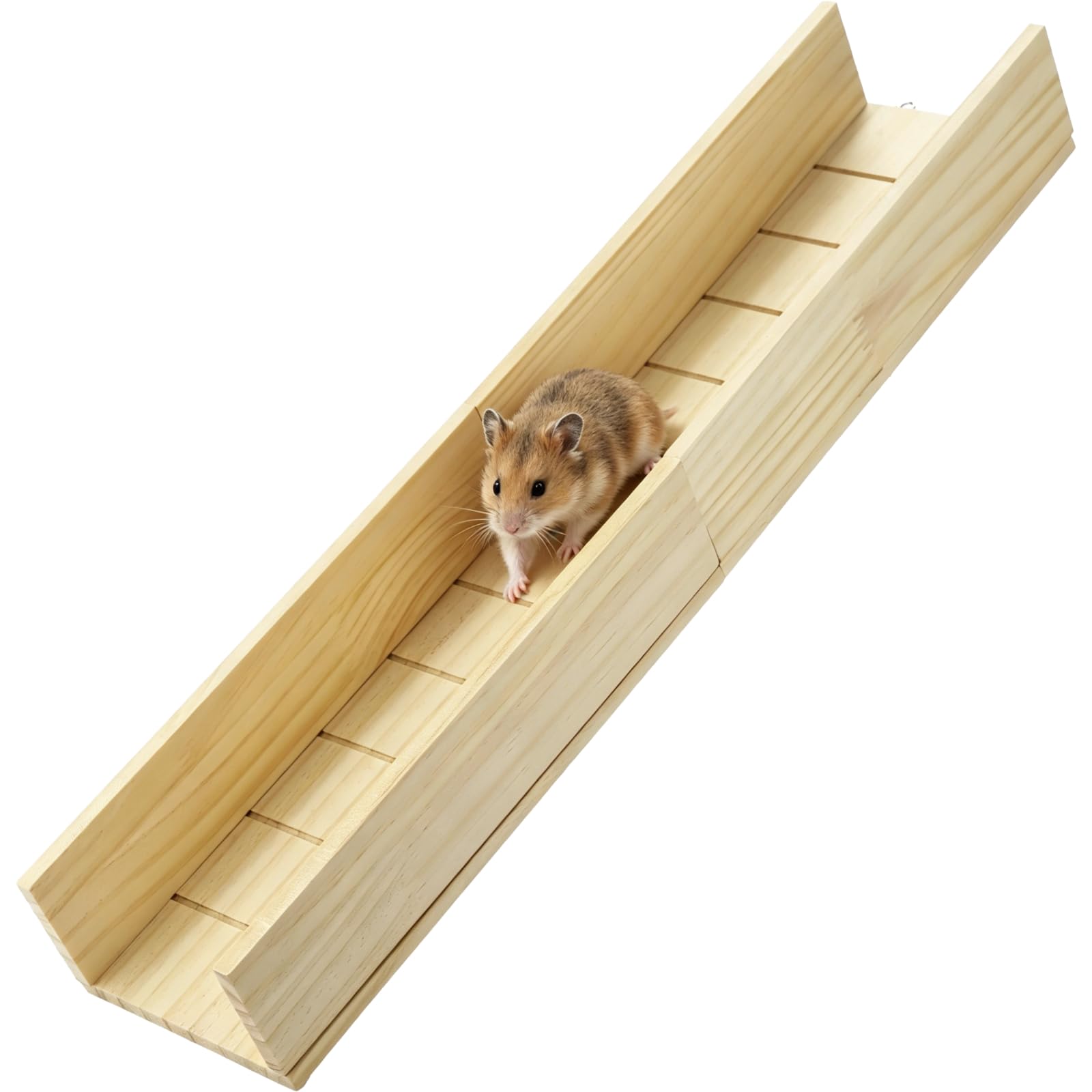 Skdqiee Hamster Wooden Platform Slide, Small Pet Ladder Stair Ramp, 23.6 in Guinea Pig Bridge with Elevated Edges, Non-Slip Rungs, for Small Animal Exercise, Hamster Cage Accessories
