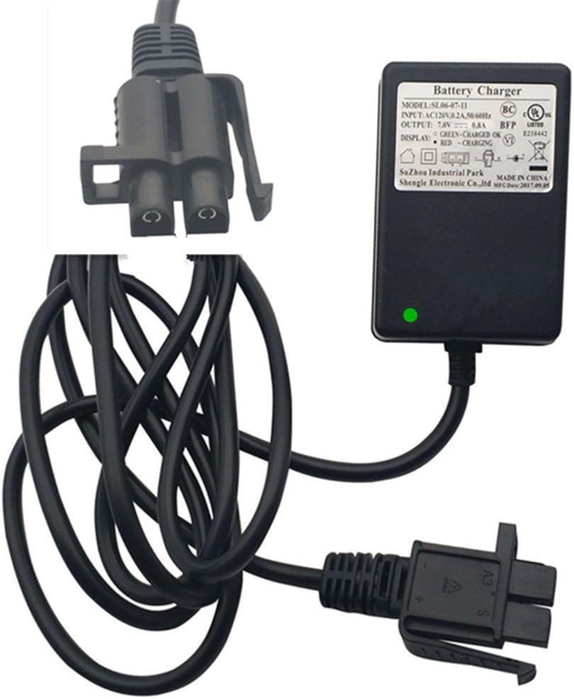 FULIHUA7V 0.8A Battery Charger for Kids Ride On Toys, Kids Car Battery Supply Replacement B-Type Plug, 6 Volt Children Electric Wheels Cars, UL Listed