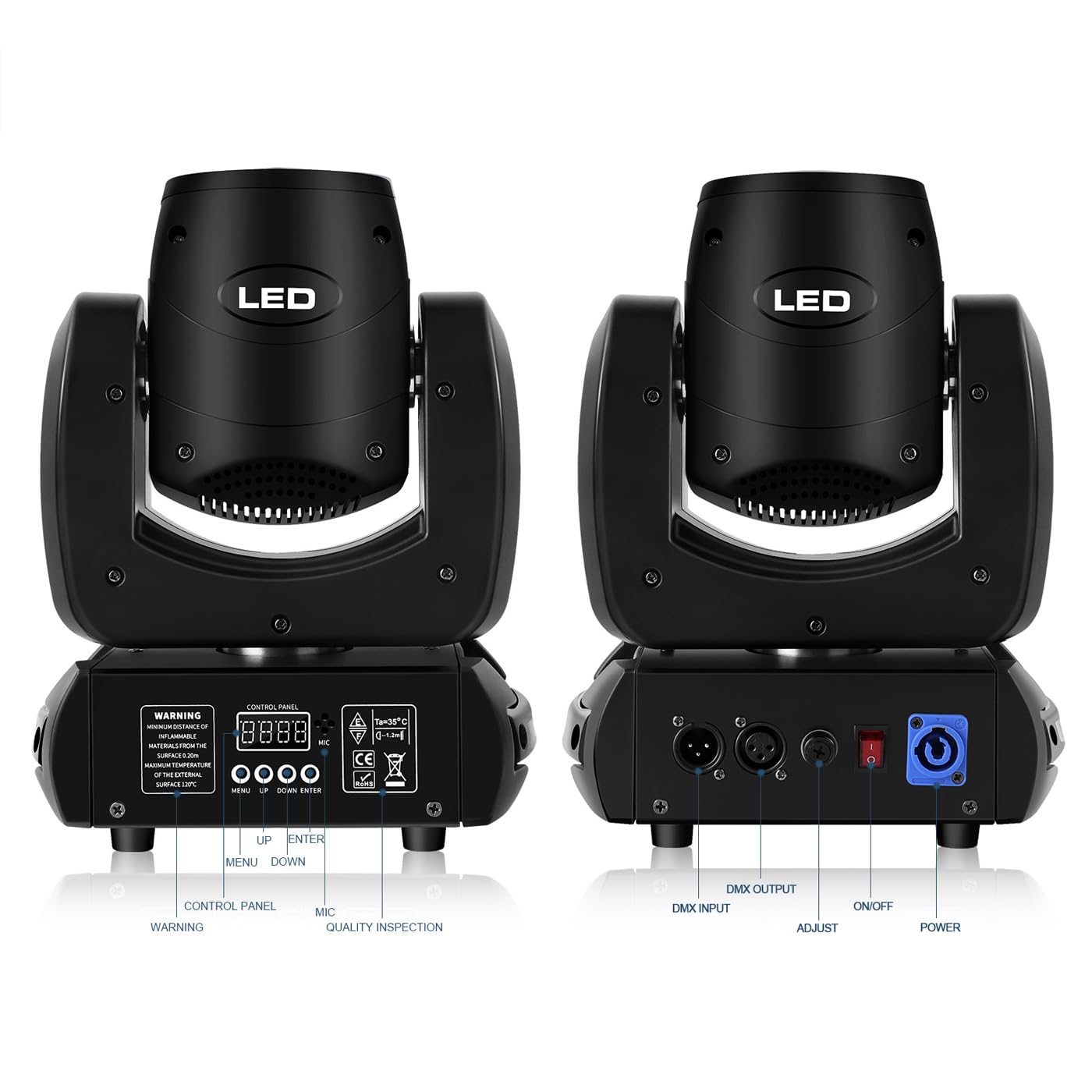 DJ-Moving-Head-Licht, RGB-Stroboskop-Spot, LED-Bühnenlicht, DMX-Steuerung, Sound-aktiviert, Master-Slave, Automatik, Indoor-Party-Disco-Licht für Partys, Bars, Clubs, Festivals 1pcs