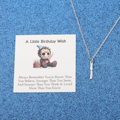 WUSUANED Jason Machete Necklace Scary Mask Cosplay Jewelry Jason Horror Birthday Gifts Horror Movie Lover Gift2