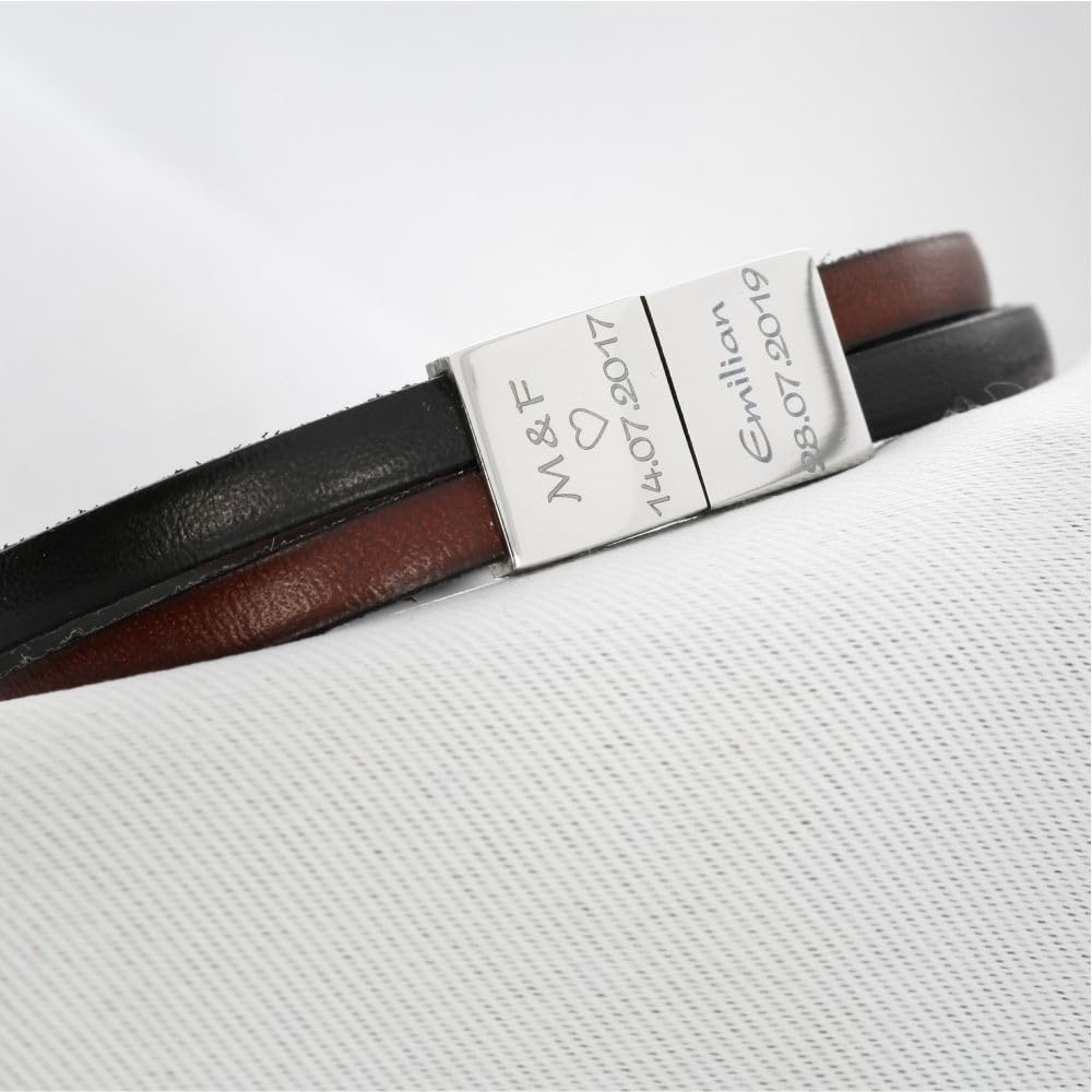Herren Armband mit Gravur Namensarmband Leder Herrenarmband Lederarmband Spruch Armband mit Gravur Männer Herrenschmuck Gravur Männerschmuck schwarz braun dickes Leder | HANDMADE IN GERMANY