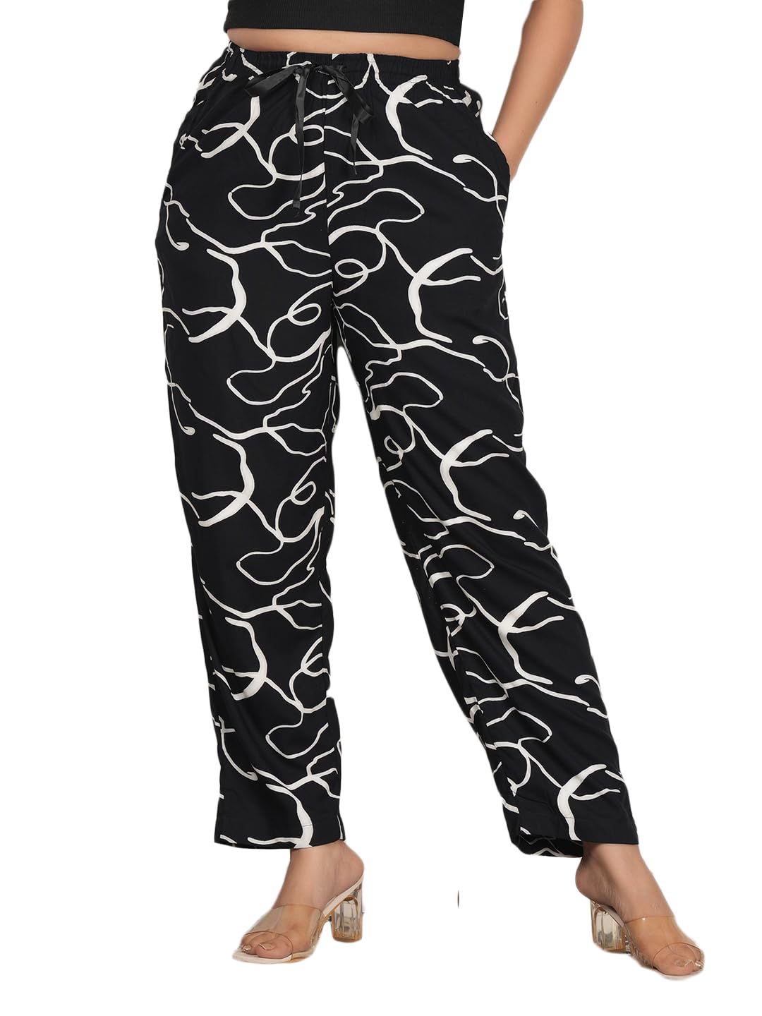 Women’s Pure Cotton Woven Pyjama | Mid Rise Relaxed Fit Elasticated Drawstring Waistband & Side Pocket | Comfortable Lounge, Sleepwear & Casual Bottom Wear(PY-88548IA)-picture-41