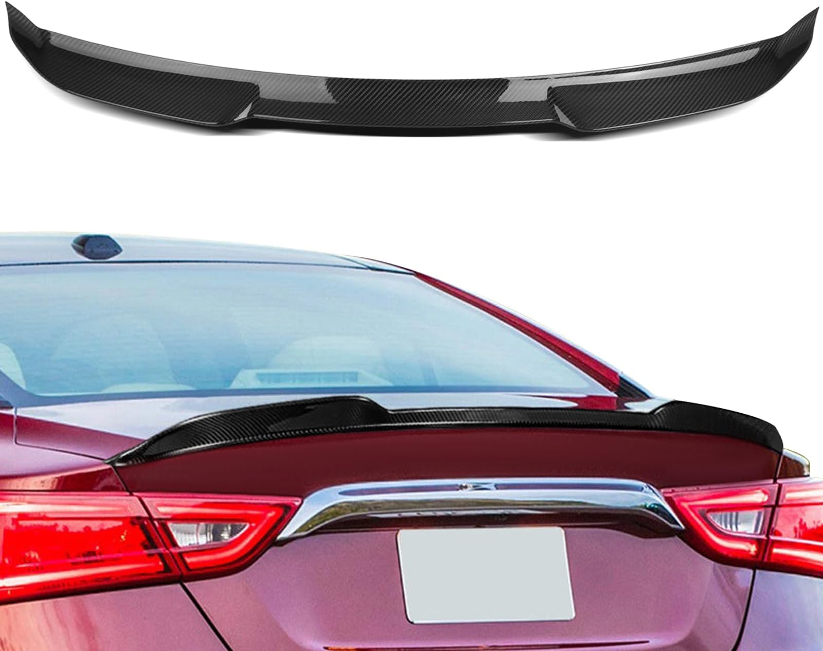 SCITOO Carbon Fiber Spoiler Wing Fits for 2016-2022 for Nissan for Maxima 1PC Glossy Carbon Fiber Black Rear Trunk Spoiler Wing