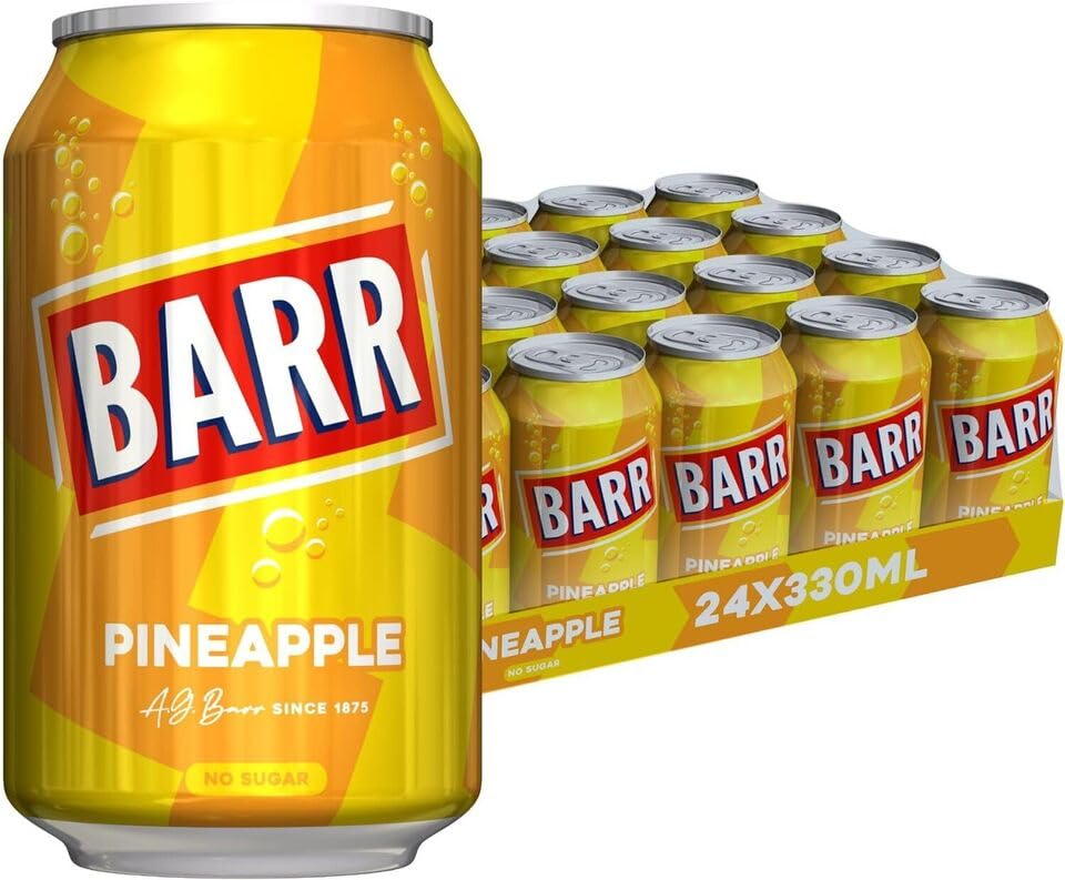 BARR Fizzy Drink Cans, No Sugar, 24 x 330 ML UK - 24 pack (24x, Pineapple No Sugar)
