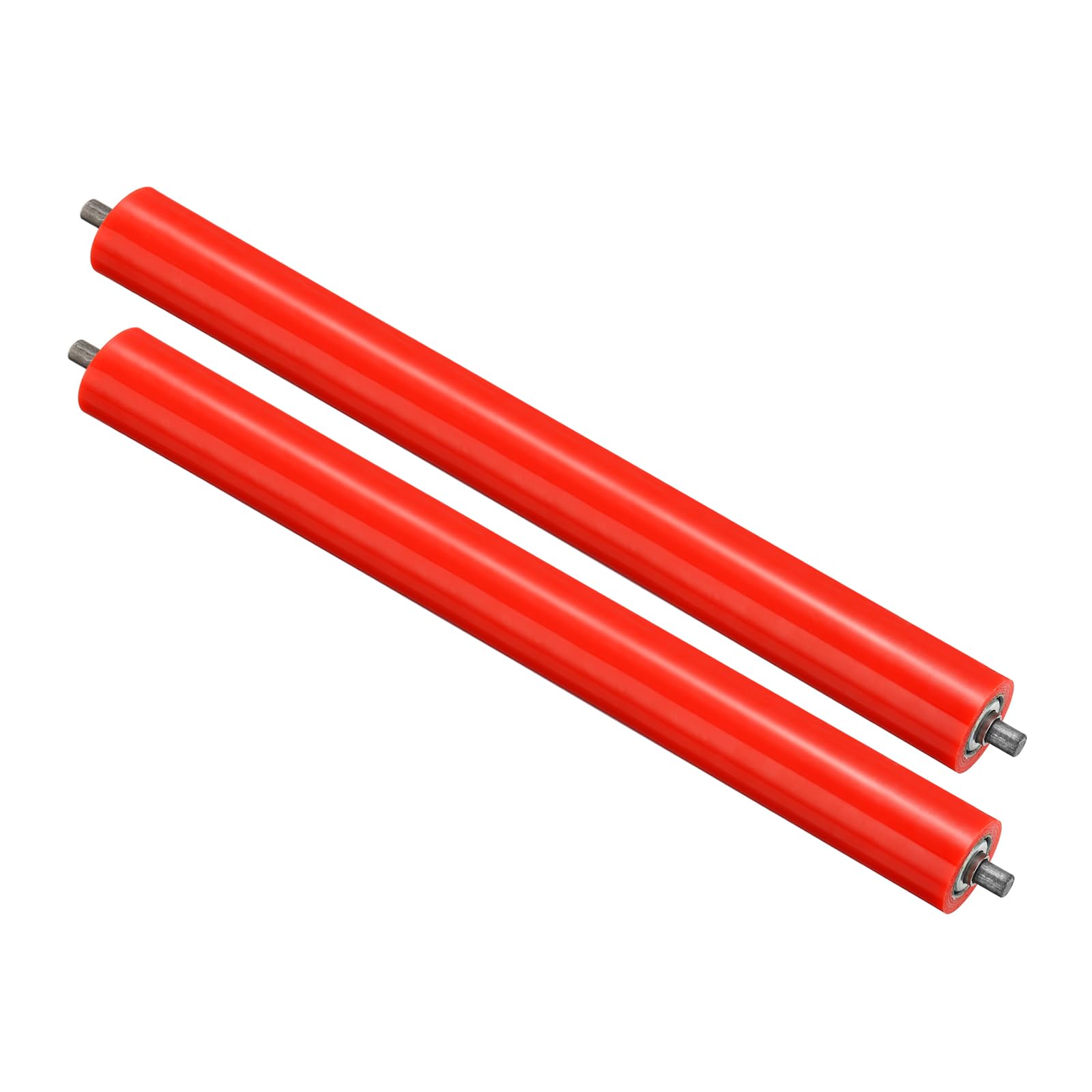 PATIKIL Rodillo De Transporte Recubierto De Poliuretano Diámetro 2" Longitud 20", 2 Piezas Pieza De Reemplazo De Transmisión De Acero Inoxidable Extremo Galvanizado, Rojo