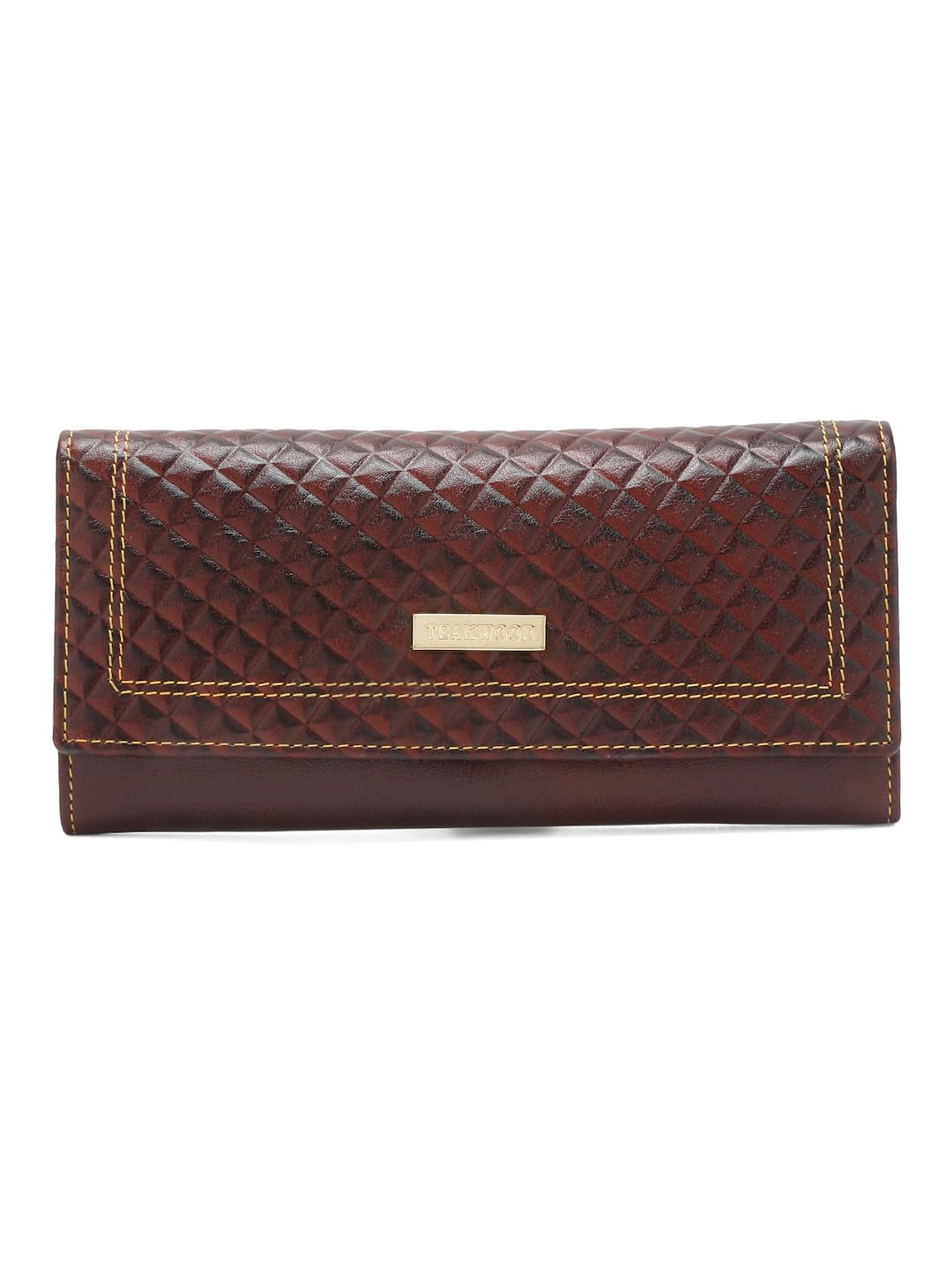 Women's 3D Leather Bi-Fold Flap Wallet with Zipper, Slim Wallet & Purse for Women (W19, Brown)-image-11