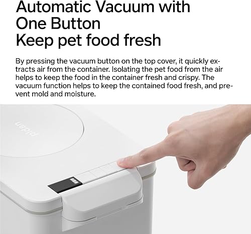 Miniatura 3 de pidan Almacenamiento de alimentos para mascotas al vacío con escala, cubo hermético para alimentos secos para mascotas de 17 libras, contenedor