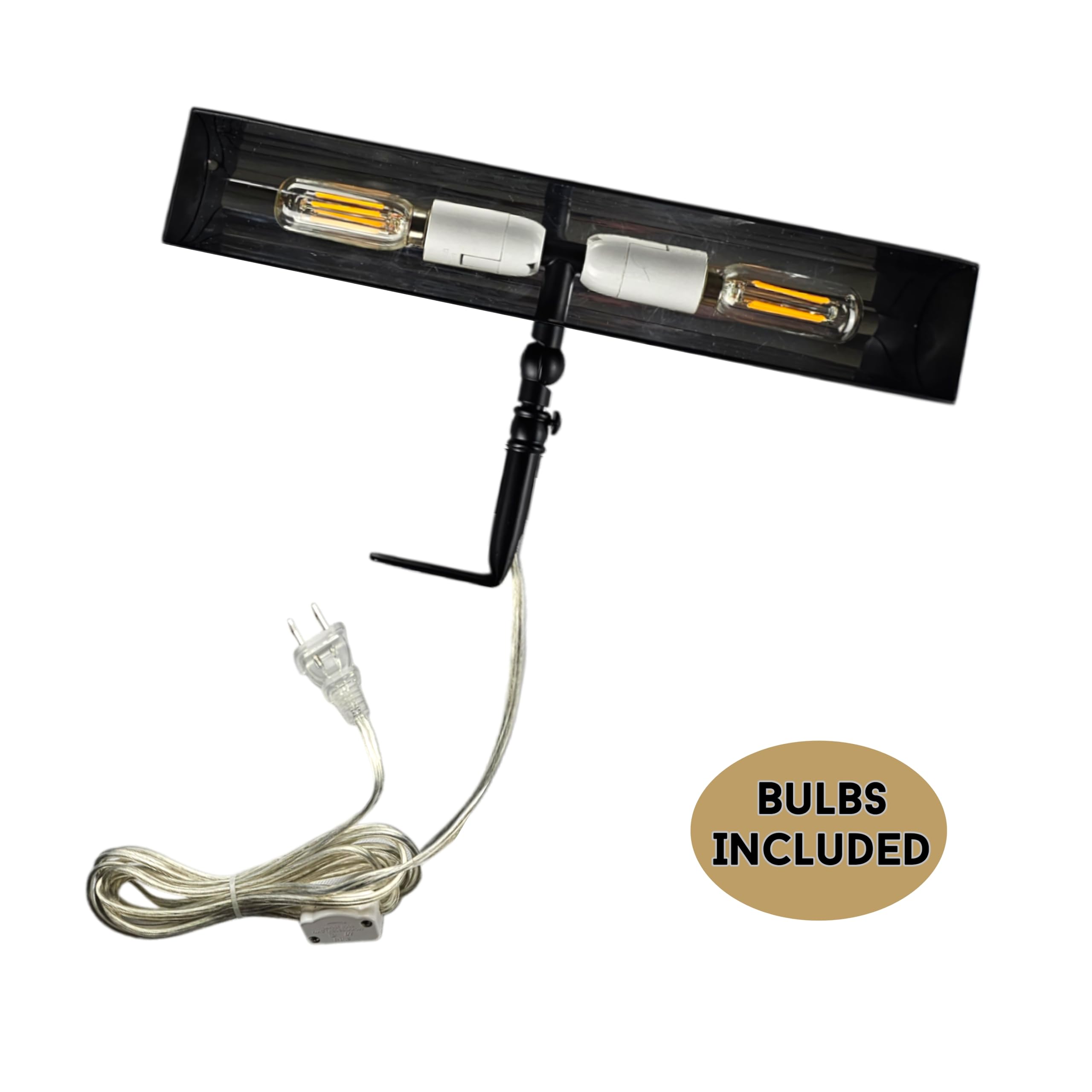 Royal Designs, Inc. Plug-in Picture Light, Gallery Lighting, 12 ft Cord with in-Line Hi/Low/Off Switch, PLP-2012-12-BLK-2, Black, 12.75 Inches, Pack of 2