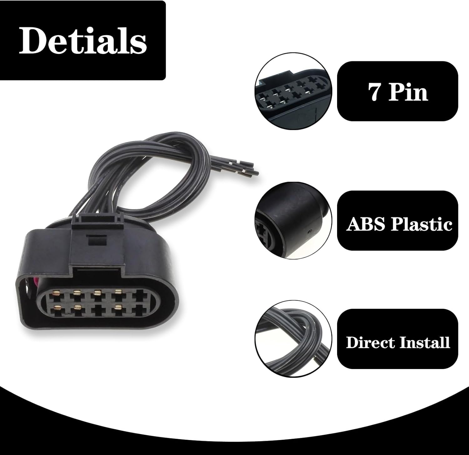 2 Pack Headlight Pigtail Connector Fit for Kenworth T680, Halogen Headlight Headlamp Pigtail Connector