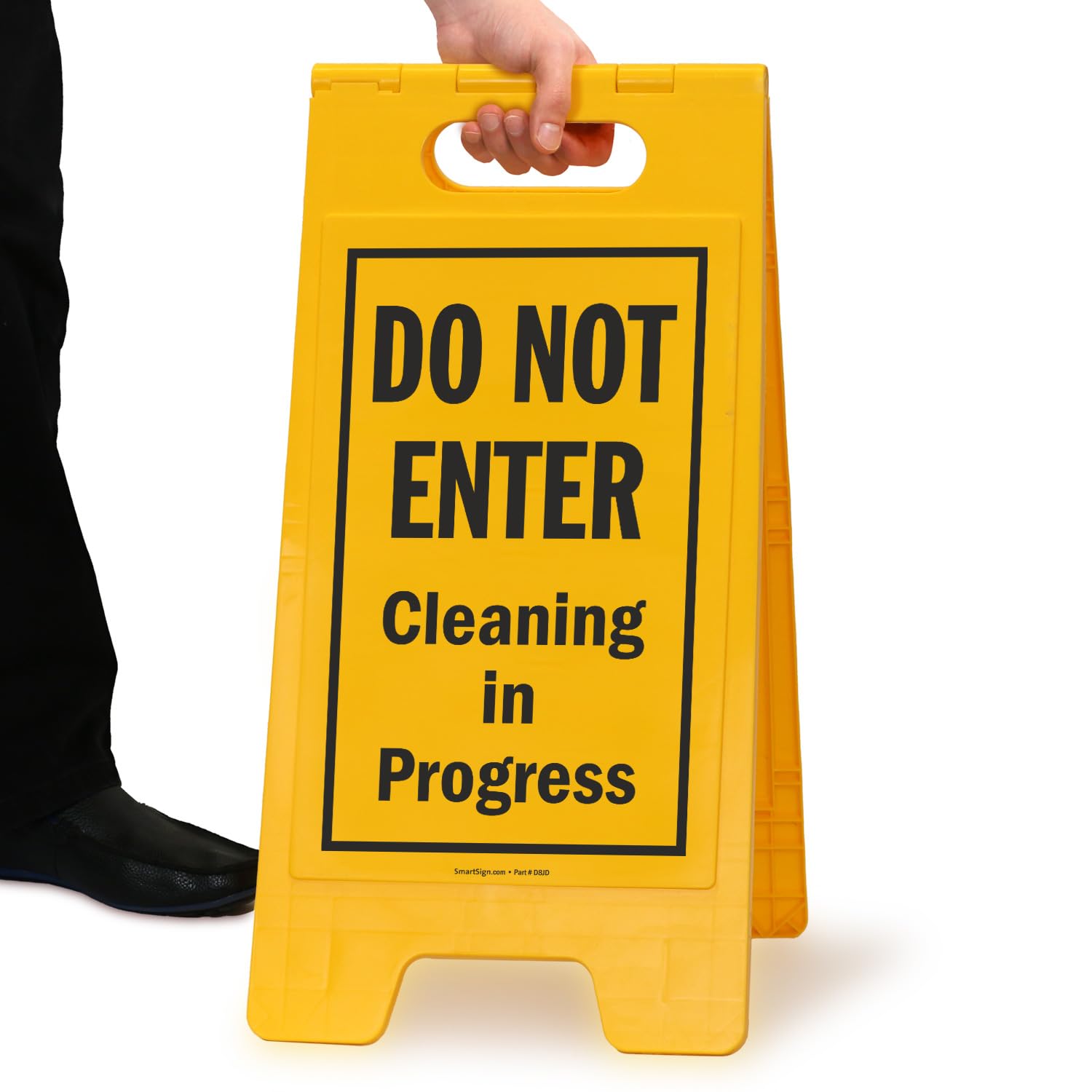 SmartSign Señal de suelo plegable de 2 caras con texto en inglés "Do Not Enter - Cleaning In Progress" (25 x 12 pulgadas), plástico de polipropileno impreso digitalmente, negro y amarillo
