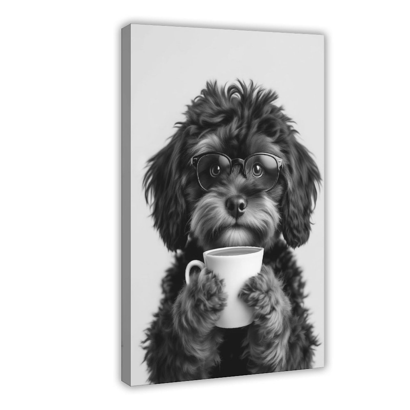 NCUDANK Cavapoo And Coffee Canvas Poster Wall Art Decor Print Picture Paintings for Living Room Bedroom Decoration 12x18inch(30x45cm)
