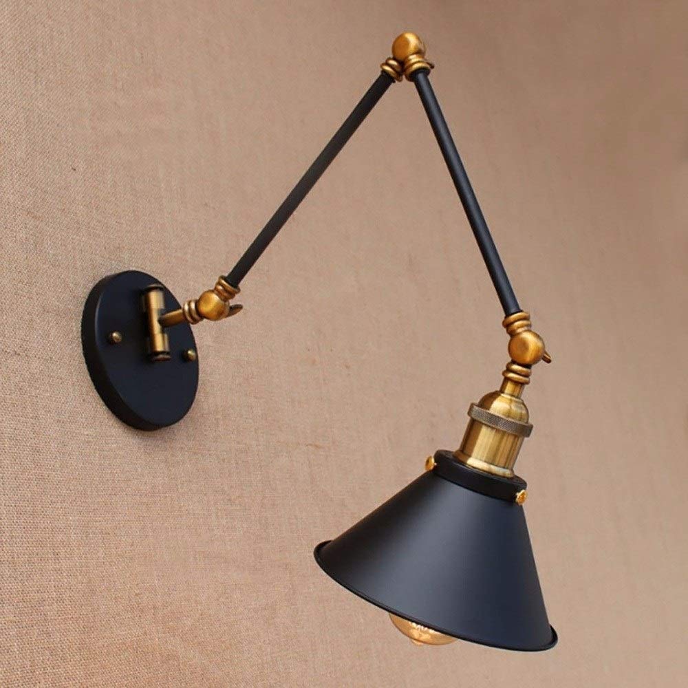 SXSCARKX American Industrial Retro Personality Adjustable Angle Long Arm Wall Lamp Iron Creative Steampunk Bedside Restaurant Cafe Indoor Balcony Corridor Aisle Light Simple Sconce E27/E26