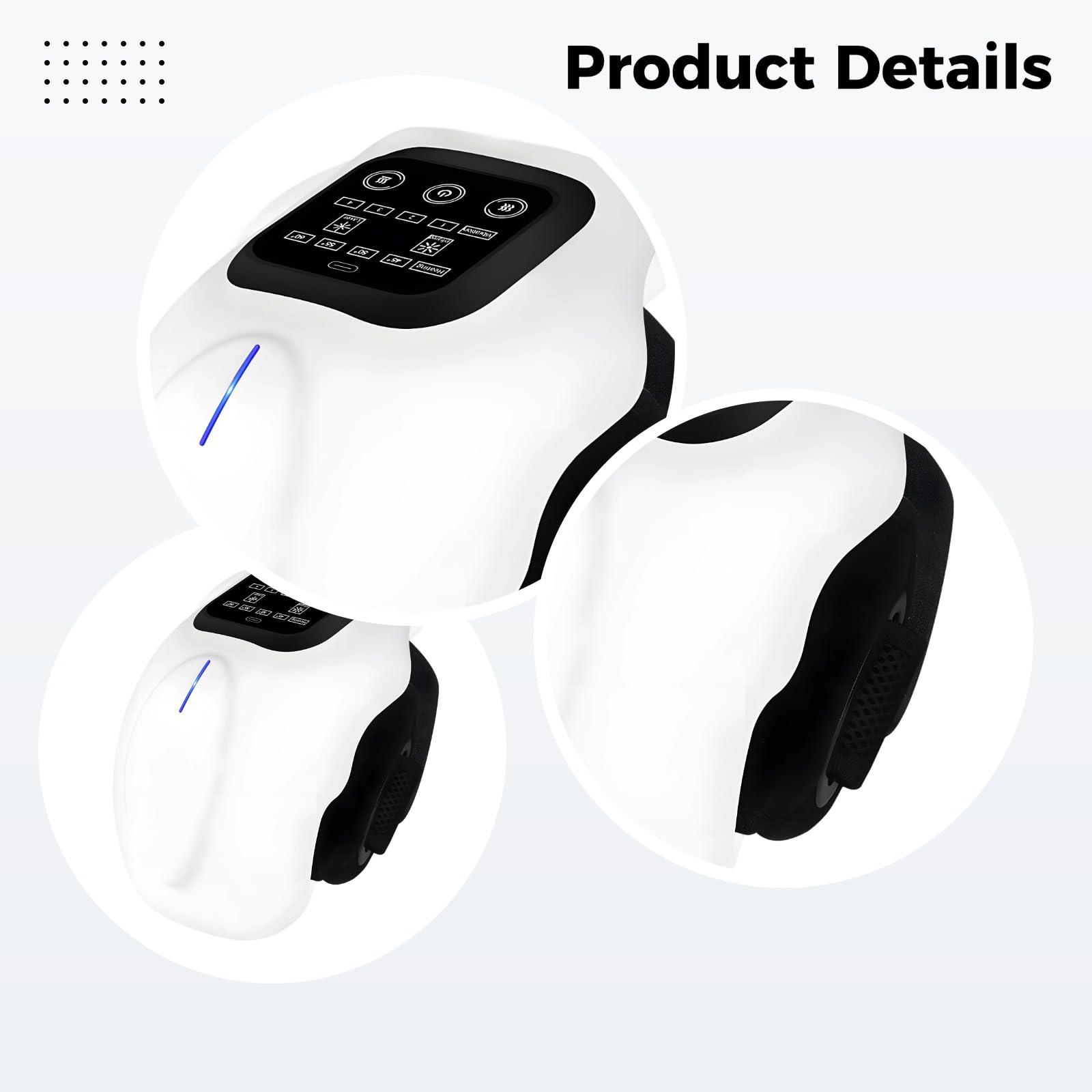 Masajeador de rodilla, recargable con calefacción por infrarrojos, soporte inalámbrico para aliviar el dolor, vibración de 3 niveles, pantalla LED, para rodilla, hombro, codo, tela, 24 x 16 x 11 cm