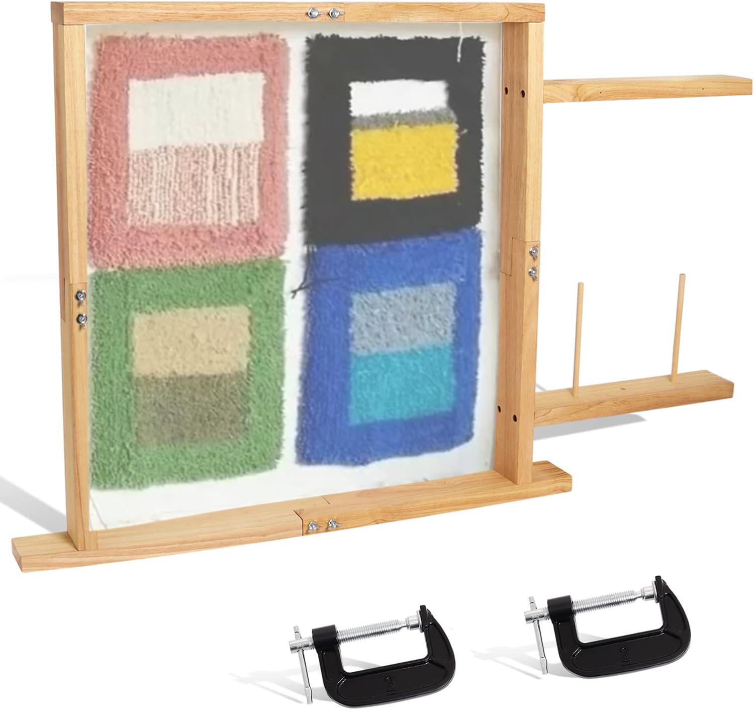 Tufting Frame 27.5x27.5 Inch With Table Clamp - Wooden Rug Making Frame ...