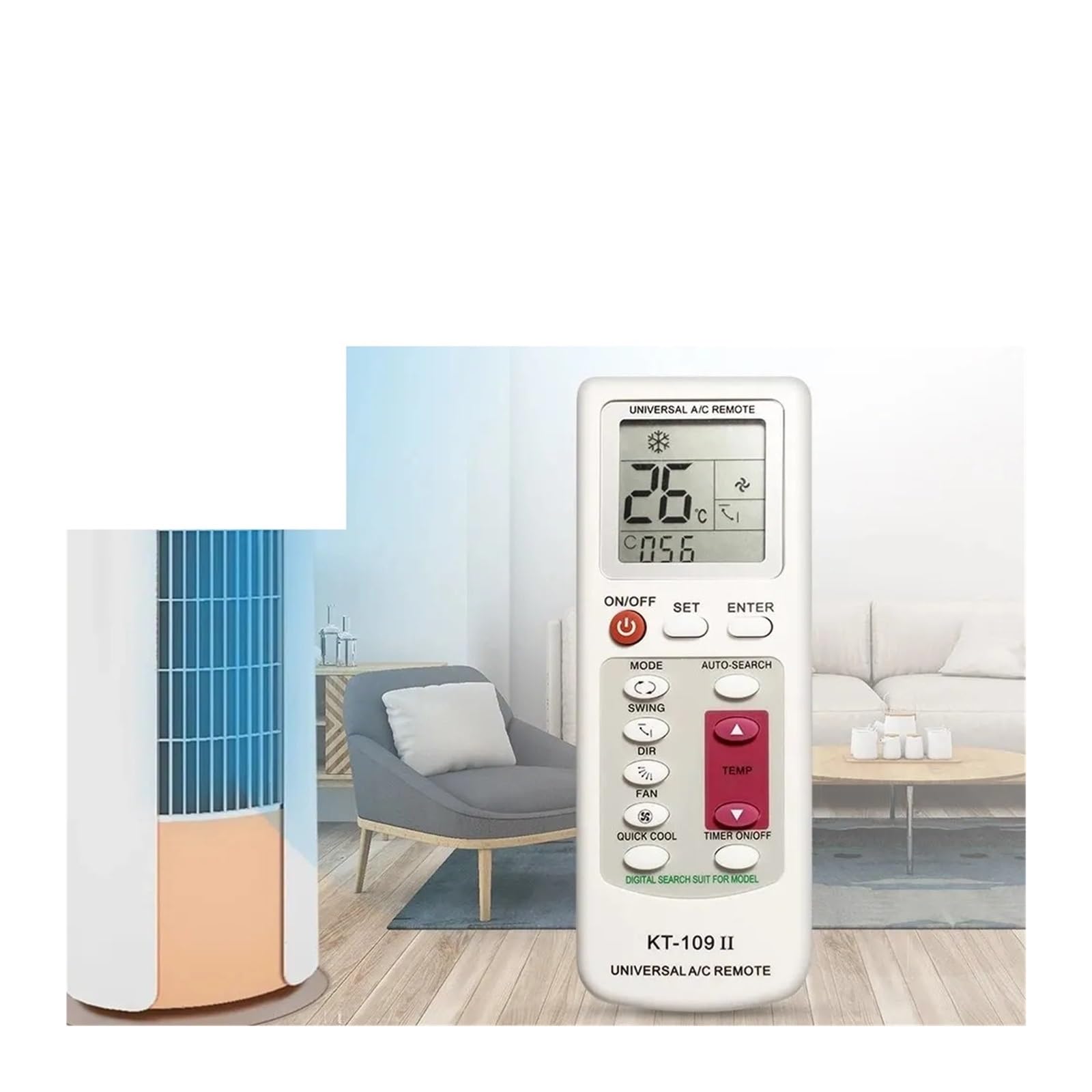 KT109II Universal-Klimaanlagen-Fernbedienung, Ersatz-Display-Fernbedienung Mit Sockel