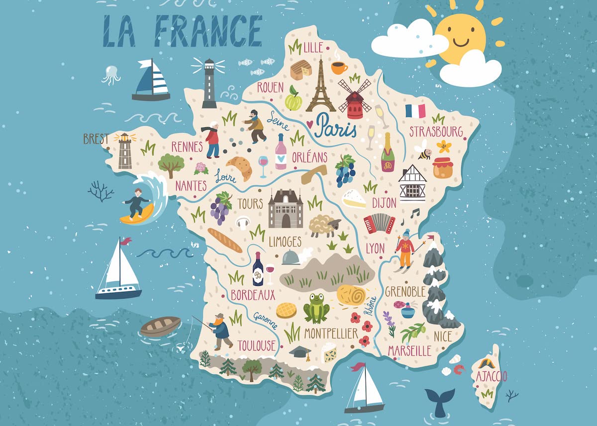 Wowposters Map Of France Poster - 60X90 Cm
