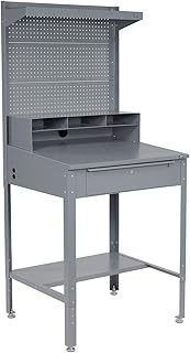 Slope Top Shop Desk w/Pigeonhole Storage, Pegboard w/Shelf, 34-1/2