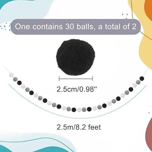 Miniatura 9 de GCQQ Guirnalda de pompones de 2 unidades, color amarillo y azul, decoración de guirnalda de pompones de 16.4 pies de largo, guirnaldas grandes de