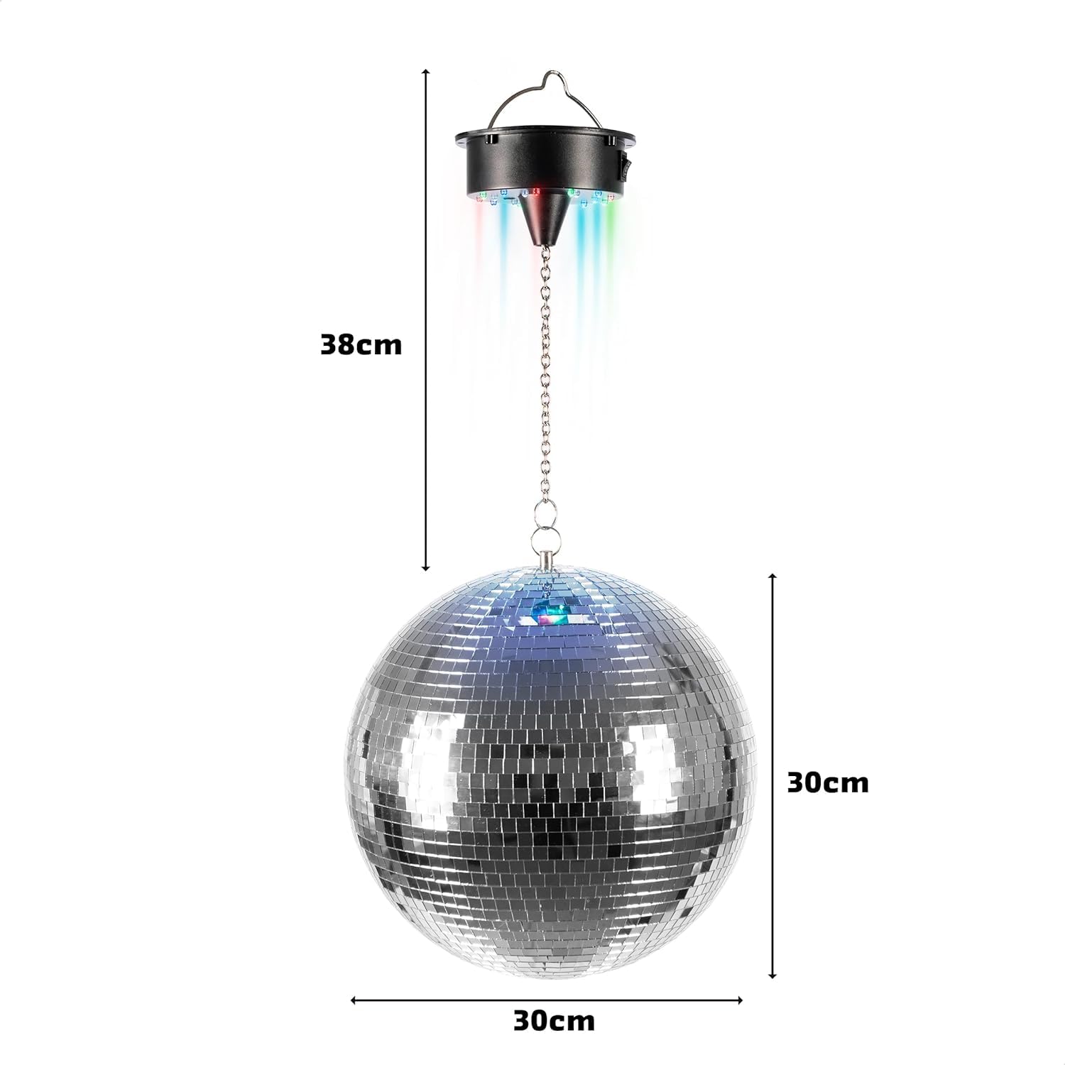 Sujurio Discokugel Motor Mit Fernbedienung - 18 LED Beleuchtung Für 30-61cm Spiegelkugeln