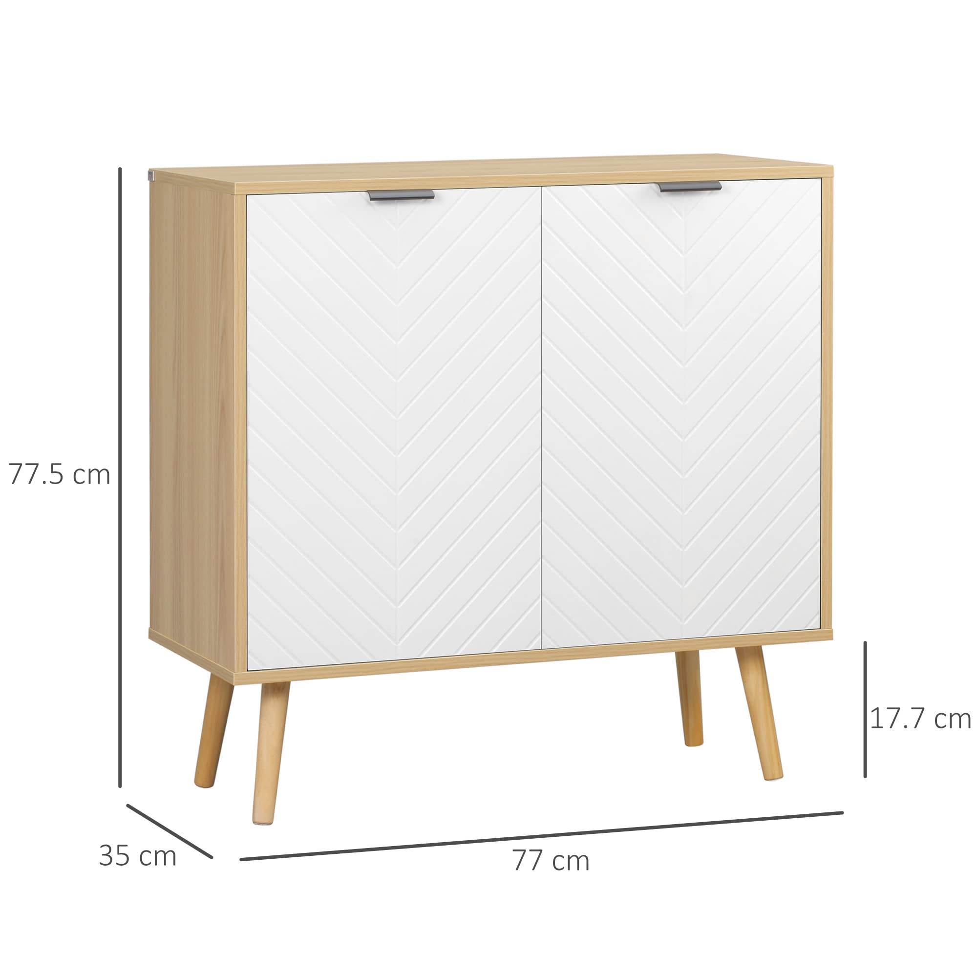 HOMCOM Mobiletto Multiuso Moderno in Truciolato e Legno di Pino con Ripiano Interno Regolabile su 3 Livelli, Mobile per Ingresso Soggiorno Cucina e Bagno, 77x35x77.5 cm