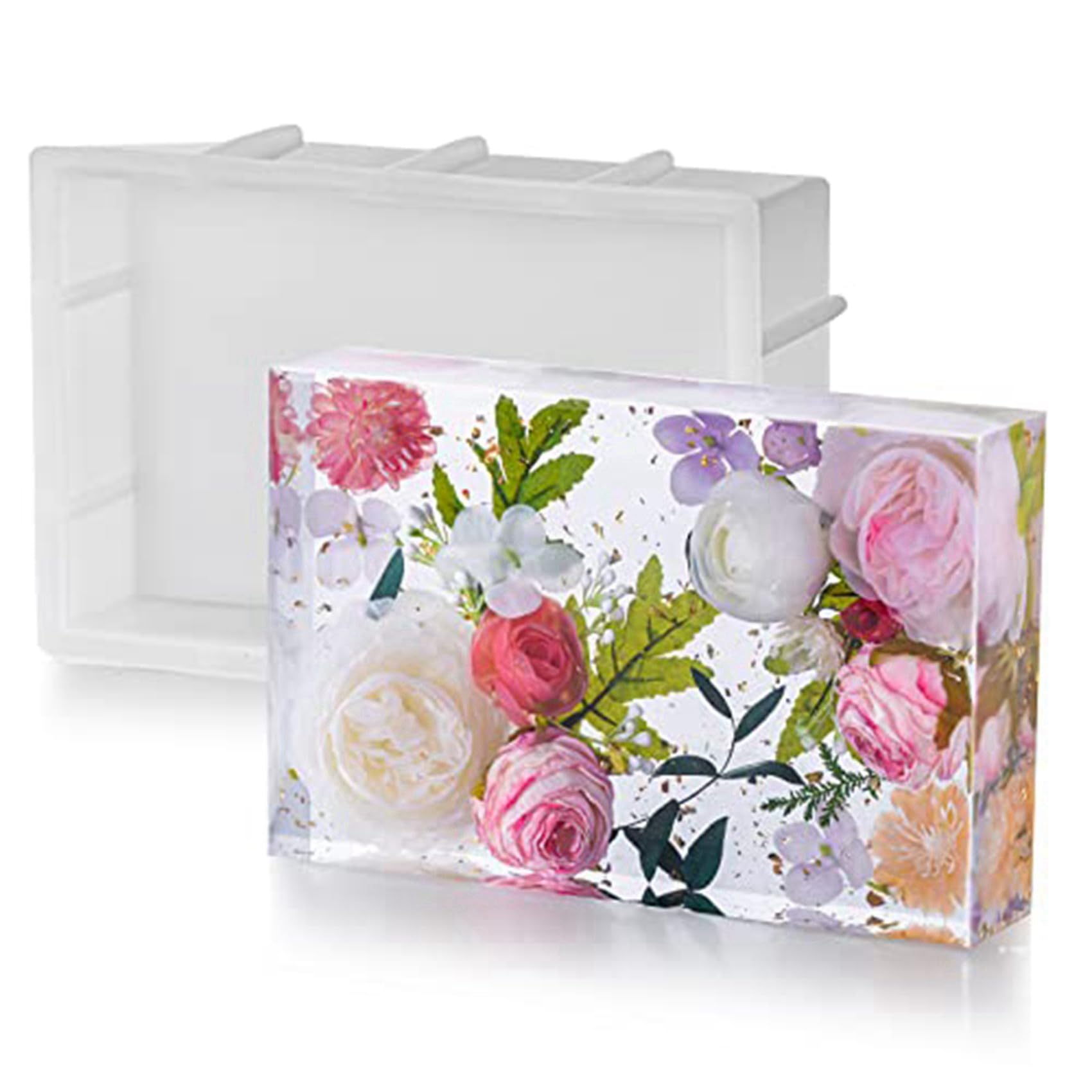4X Moldes de Resina Grandes, Moldes de Silicona Rectangulares para FundicióN de Resina, Moldes de Resina Epoxi para la ConservacióN de Flores, ArtesaníAs de Resina