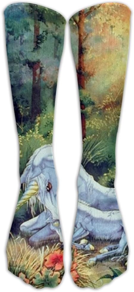 Long Mythical Unicorn Horse Sue Dawe Fantasy Art Print Socks Women's Winter Vintage Cotton Wool Knit Long Crew Socks