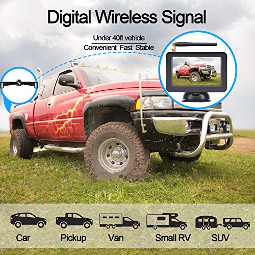 AMTIFO HD 1080P Digital Wireless Backup Camera System with 5'' Monitor for Cars,Pickups,Trucks,Small RVs,Campers,Rear/Front View,Guide Lines On/Off,IP69 Waterproof - Thumbnail 3