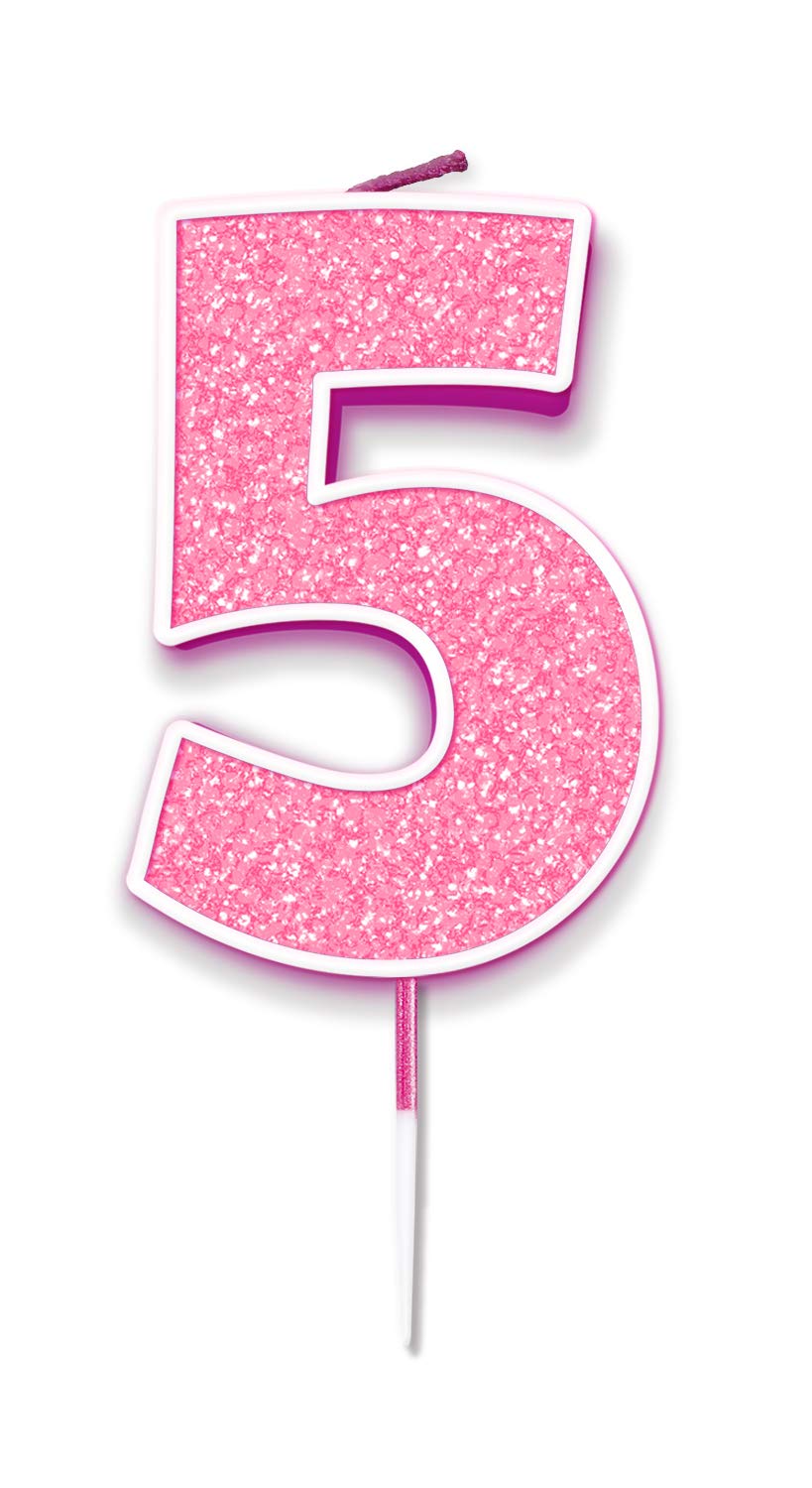 Oaktree Pink Glitter No.5 Candle 7.5Cm /Silver Glitter