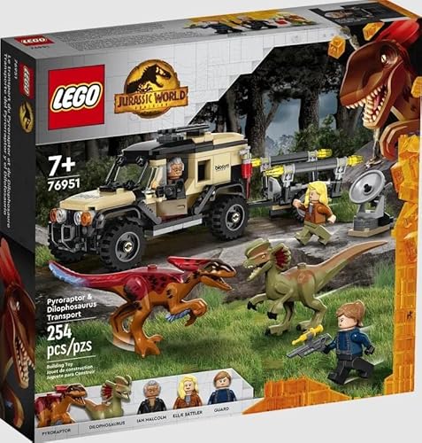Jurassic World Trasporto del Piroraptor e del Dilofosauro, Set con 2 Dinosauri Giocattolo, Fuoristrada e 3 Minifigure, Giochi per Bambini e Bambine da 7 Anni in su, Idea Regalo Fan dei Dino 76951 - Lego - Immagine 3