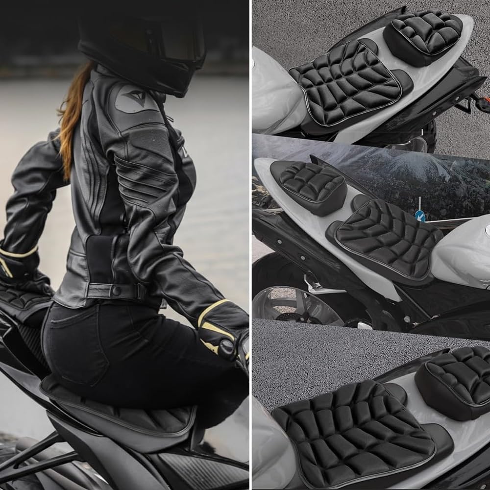 Coussin Selle Moto pour Moto Guzzi Stelvio 2008-2024, Epais Respirant Absorbant Durable Housse Antidérapante, Longs Trajets Confort Coussin de Siège