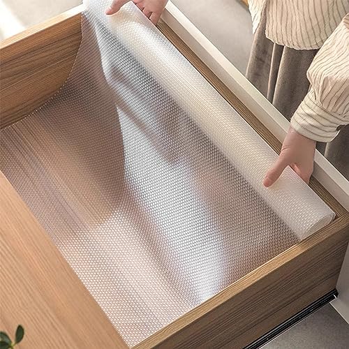 Drawer Liners 30cm×300cm Non-Adhesive Shelf Liner Waterproof Anti-Slip BPA Free Kitchen Cupboard Cabinet Liner EVA Plastic Lining Washable Draw Liners for Home Office (White)