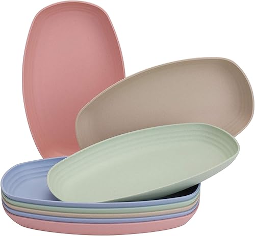 Miniatura 9 de Yopay Paquete de 8 platos de paja de trigo, platos de almuerzo de 11 pulgadas, aptos para microondas, platos ligeros para camping, RV y microondas,