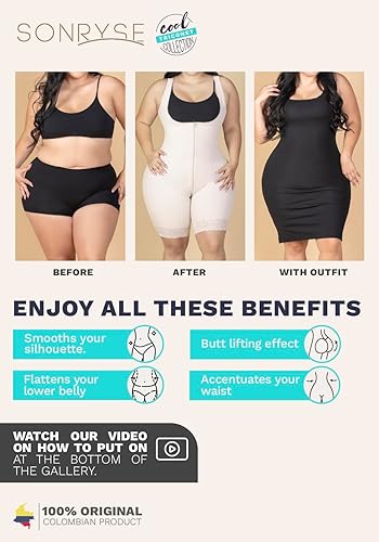 Miniatura 3 de Sonryse Pantalones cortos moldeadores de cintura alta para mujer, fajas colombianas