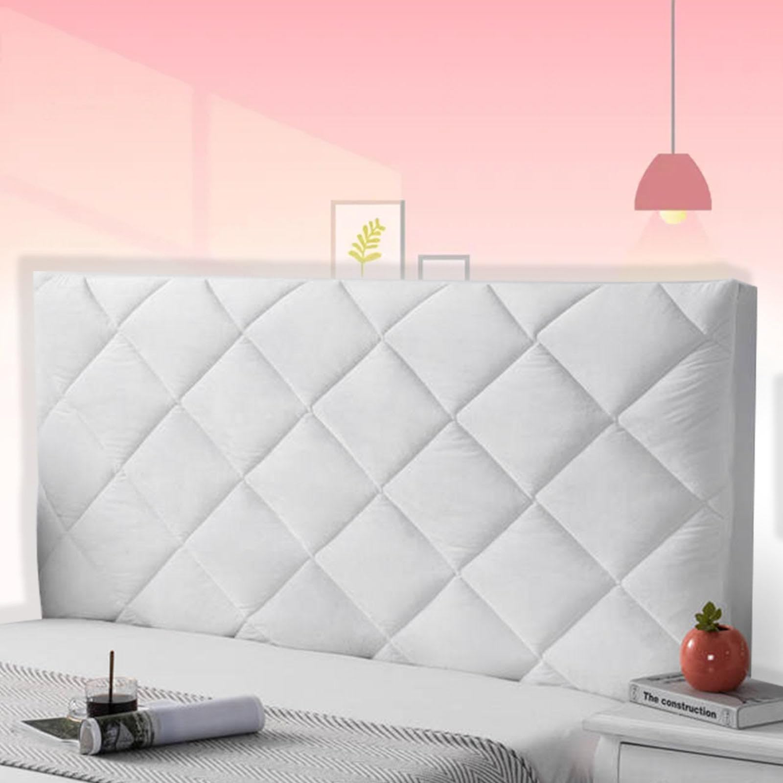 Headboard Covers for Double Bed Grey Padded Headboard Cover Dustproof Elastic Headboards Protection Cover Headboards Slipcover Dustproof Cover for Beds,white-100cm