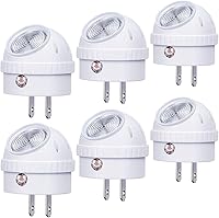Emotionlite 6-Pack Plug-in LED Night Lights: 360° Rotation, Dusk to Dawn Sensor, Warm White Glow for Bedroom, Hallway, Bathroom