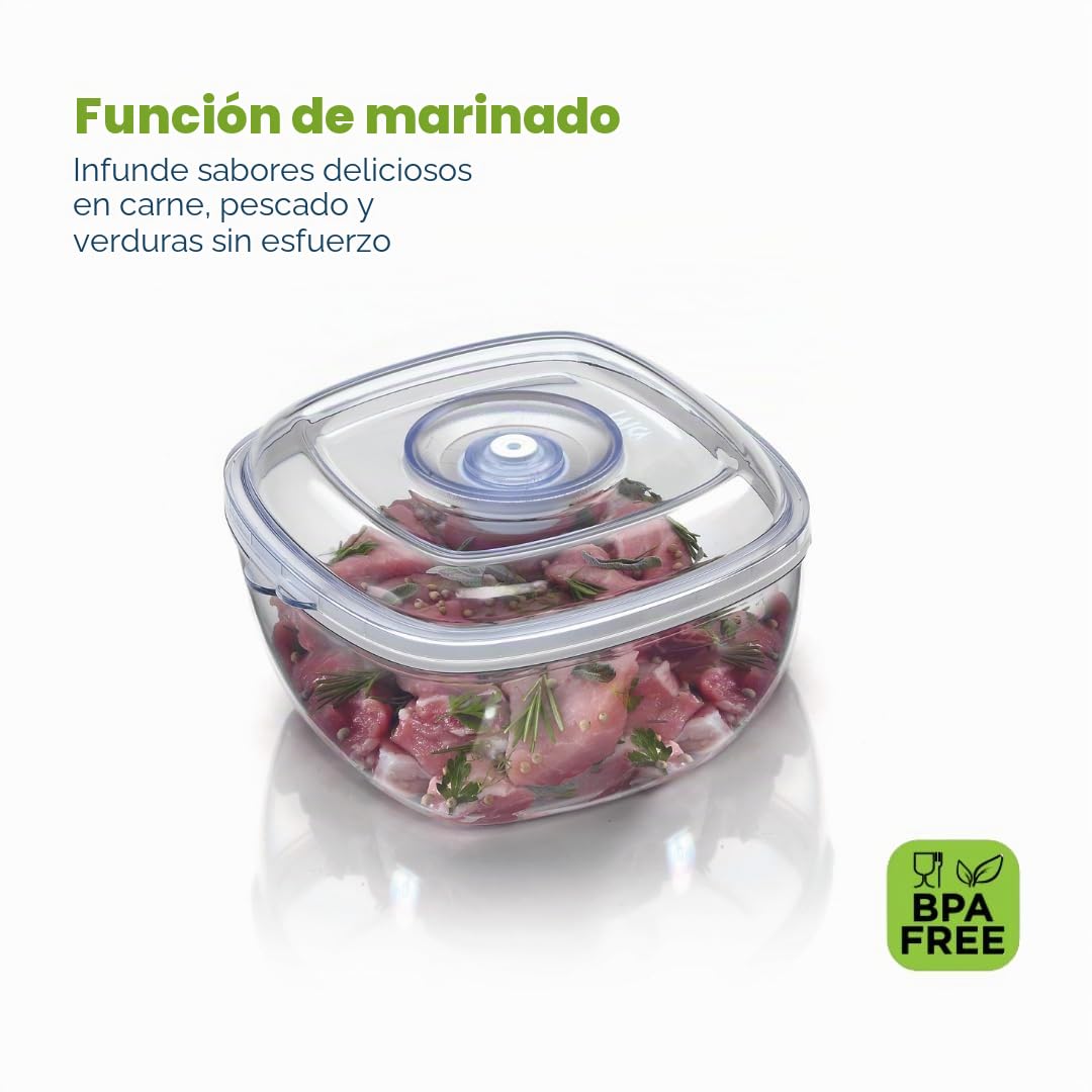 LAICA 2 Botes de Vacío (Contenedores) - Para Almacenamiento, Conservación de Alimentos Frescos, Marinaje y Cocina al Vacío - 1L y 2L, Transparentes