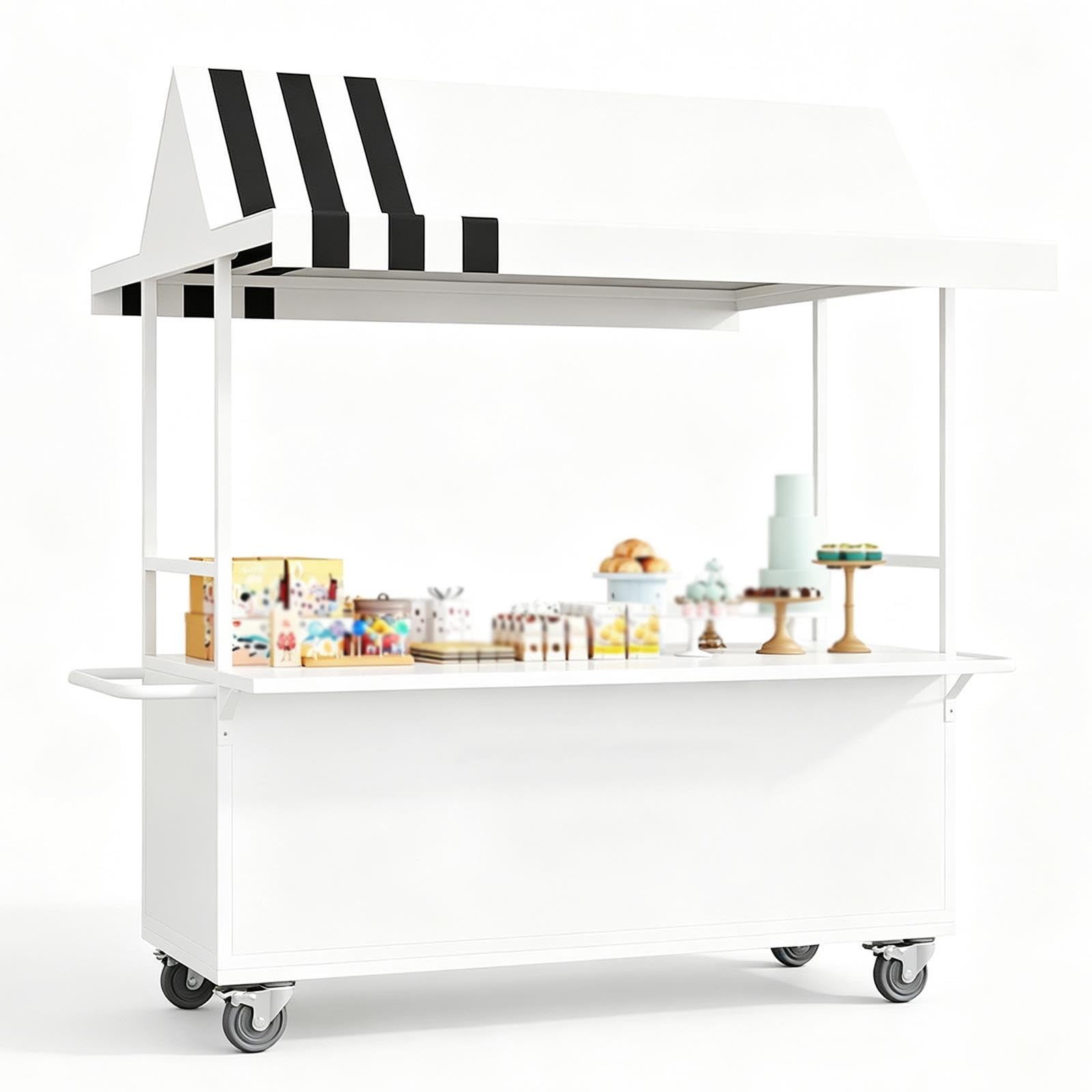 Carrello Vendita Esterno Portatile con Tetto