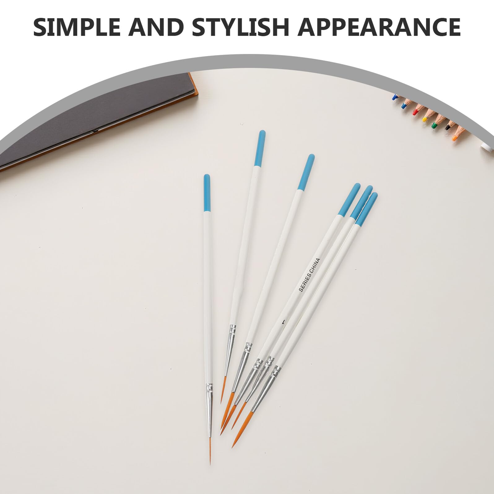 Lot de 6 set de Pinceaux en Nylon à Pointe Ultra Fine pour Aquarelle et Peinture à L'Huile Mini Pinceaux de Précision Bleus pour Traits Fins Détails de Bande Dessinée et