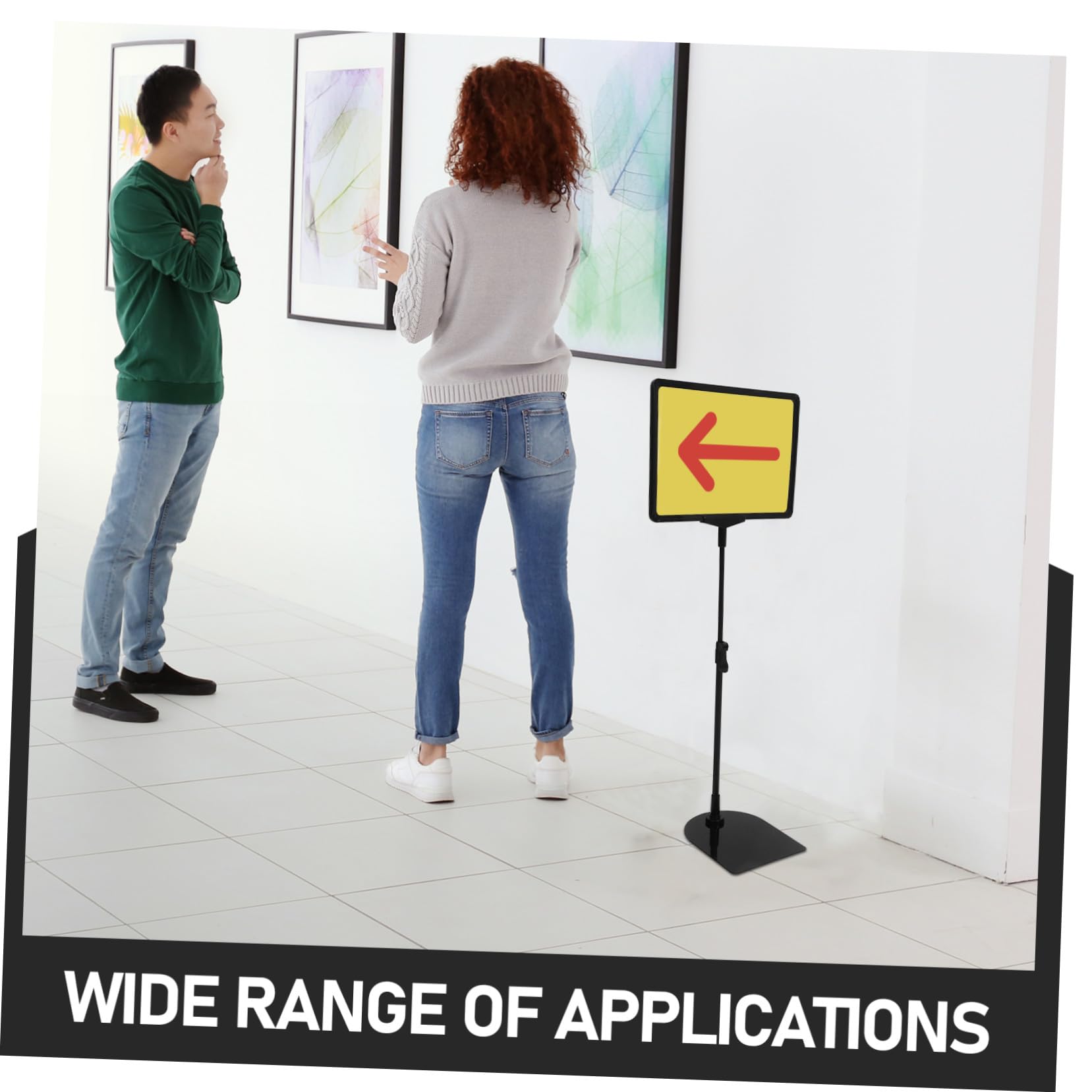 Acier Inoxydable Porte-affiches Noir Réglable sur Pied