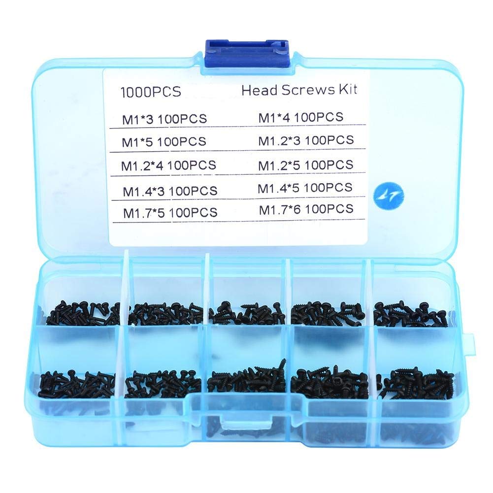Small Screws Cross Head,Self-Tapping Bolts Assortment Kit Watches Glasses Electronics Repair Accessories M1 M1.2 M1.4 M1.7 1000pcs