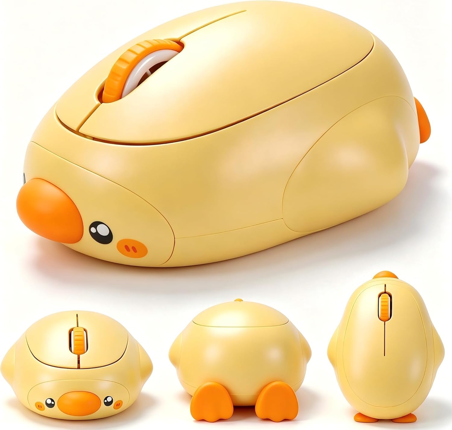Cute Duck Wireless Bluetooth Mouse, Rechargeable Dual Mode 2.4G & Bluetooth 5.0/5.2, Silent Click &High Sensitivity, Ergonomic Portable Mice for Laptop, PC, Tablet, Mac, Home Office Classroom (Yellow)-image-8